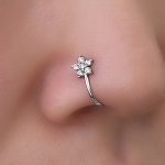 Shiny Flower Shape Zirconia Nose Clip Non-piercing Adjustable Body Jewelry Decor For Women