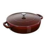 Staub Cast Iron Braiser Saut Pan With Lid 28CM 3.7L Grenadine