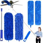 Professional Microfiber Feather Dusters For Cleaning 6PCS Extendable Bendable Dusters With 100" Telescopic Pole Washable & Reusa