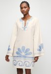 Edit Embroidery Shift Dress - Ecru & Blue