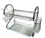 2 Layer Stainless Steel Tableware & Dish Rack With Cups And Cutlery Holders