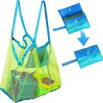 Beach Toy Mesh Bag Kids Seashell Bags Collecting Totes For Holding Shells Beach Toys Swimming Accessories Storage Bags Sand Toys