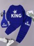 Boy's 3-PIECE Casual Co Ord Set King & Crown Print Versatile Sweatshirt And Joggers With Bag Comfy Spring Fall Clothes