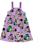 Minnie Mouse Print Cotton Dress - 3 4 Purple