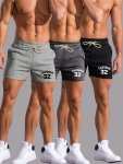 3PCS California No. 32 Print Men's Summer Breathable Drawstring Pants Loose Casual Shorts Comfy Sports Shorts For Spring Summer