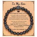 Exquisite Black Beads Bracelet Inspirational Birthday Christmas Gift For Son "believe In Yourself You Are The Best