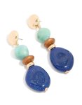 Goldair Gold Light & Dark Blue Enamel Dotted Large Thin Hoop Earrings