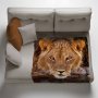 Male Lion Leeu Panthera Kgalagadiv Light Weigt Fleece Blanket By Fanie Heymans