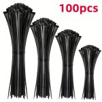 100PCS Heavy-duty Nylon Zip Ties - 22.68KG Strength Uv & Waterproof Self-locking For Indoor outdoor Use - Assorted Sizes 10.16CM