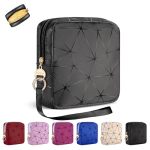 Playexen Period Bag For Teen Girls Pu Leather Sanitary Napkin Storage Bag Menstrual Pad Bag Tampon Holder For Purse Gray