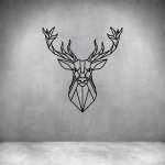 Geometric Deer Line Drawing - Grey L 800 X H 600MM