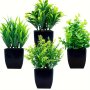 4 Pack Fake Plants In Black Pot MINI Artificial Eucalyptus Potted Plant Small Faux Grass Greenery Potted Plants For Indoor Home Office Farmhouse Bathroom