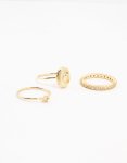 Goldair Gold Plated Locket Rings 3-PACK - M l
