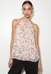 Chiffon Pleated Trapeze Halter Shell - Smokey Spot Leopard