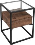 Industrial High Quality Rustic Glass End Table With Drawer