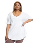 Donnay Plus Size Stripe V-neck With Drop Shoulder - Grey