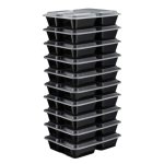 Meal Prep Containers 3 Compartment With Lids Portion Control - Set Of 10