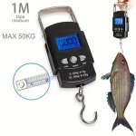 50KG 10G Portable Lcd Electronic Hand Scale Travel Hanging Fish Scale With 100CM Long Retractable Measuring Tape
