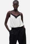 Lace-trimmed Cami Top - White & Black