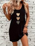 Heart Print Crew Neck Tank Dress Casual Sleeveless Dress For Spring & Summer Women's Clothing