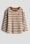 Long-sleeved T-Shirt - Light Grey brown Striped