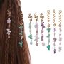 Frdtluthw Colored Natural Stone Pendant Hair Jewelry For Braids Crystal Dreadlock Accessories For Women Pack Of 6
