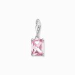 Charm Pendant Pink Stone Silver