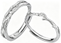 Adjustable Matching Couple Promise Rings Jewelry Set Silver 2PCS