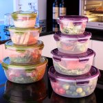 1 4PCS Storage Box Set Round Modern Style Food Storage Fresh-keeping Box Portable Food Storage Container Refrigerator And Microw