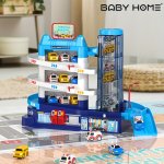 4-CAR Garage Building Parking Lot Toy Set - Perfect Gift For Toddler Boys & Girls - Includes Express Car Ambulance Police Car &