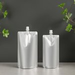50PCS Disposable Pure Aluminum Self-standing Suction Bag Juice Drink Storage Bag Liquid Dispenser Bag Thickened Milk Tea Bag Liq