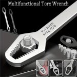 1PC Multipurpose Black 5MM Thick Torx Wrench Adjustable Self-tightening Dual-head Spanner Wrench Mouth Size 3-17MM Portable Manu
