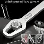 1pc Multipurpose Black 5mm Thick Torx Wrench Adjustable Self-Tightening Dual-Head Spanner Wrench Mouth Size 3-17mm Portable Manual Tool For Automotive & Home Use