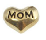 FLC21 - Mom Heart Floating Locket Charm Silver Tone Or Gold Tone - Gold Tone Mom Heart