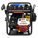 7.0HP Gasoline Car Wash Pressure Washer With Spray Gun Hose Reel Multi-nozzle System & Portable Steel Frame