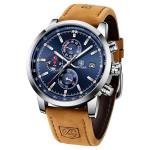 Benyar BY-5102M Chronograph - Blue & Tan Leather