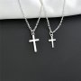 Simple Cross Pendant Necklace For Women Men Friends Vintage Silver Color Cross Chain Charm Jewelry Christmas Gifts