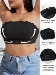 Plus Size Elegant Front Closure Bra With Removable Straps - Comfortable Nylon & Elastane Blend No Padding