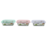 Pastel Rectangular Glass Container 1L Colour May Vary