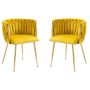 Kcw:set Of 2 Velvet Upholstered Dining Chairs - HZ6023 - Yellow