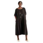 Embroidered Cornelli Flower Corduroy Dress - Bitter Choc S m