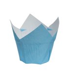 Light Blue Lined Tulip Cupcake Casings