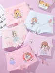 4PCS Girls' Cute Cartoon Cotton Boxer Briefs - Soft Breathable & Comfy Underwear For All Seasons