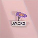 1PC Jw.org Purple Flower Enamel Brooch High-quality Metal Pin Fashion Accessory For Clothing Backpacks Pen Bags Decorative Jewel