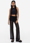 Crochet-look Pull-on Trousers - Black
