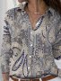 Paisley Print Button Front Shirt Boho Long Sleeve Collared Shirt Women's Clothing