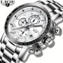 Lige Sport Chronograph Men's Watch Full Steel Quartz Watch Big Dial Watch Ideal Choice For Gifts