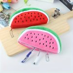 Watermelon Plush Pencil Case - Creative Fruit-themed Multipurpose Zippered Pouch For Pens Phones Coins And Cosmetics Durable Pol