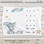 Milestone Blanket Elepant And Stars