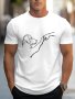 Men's Dog & Human Graphic Print Short Sleeve T-shirts Comfy Casual Elastic Crew Neck Tops Men's Clothing